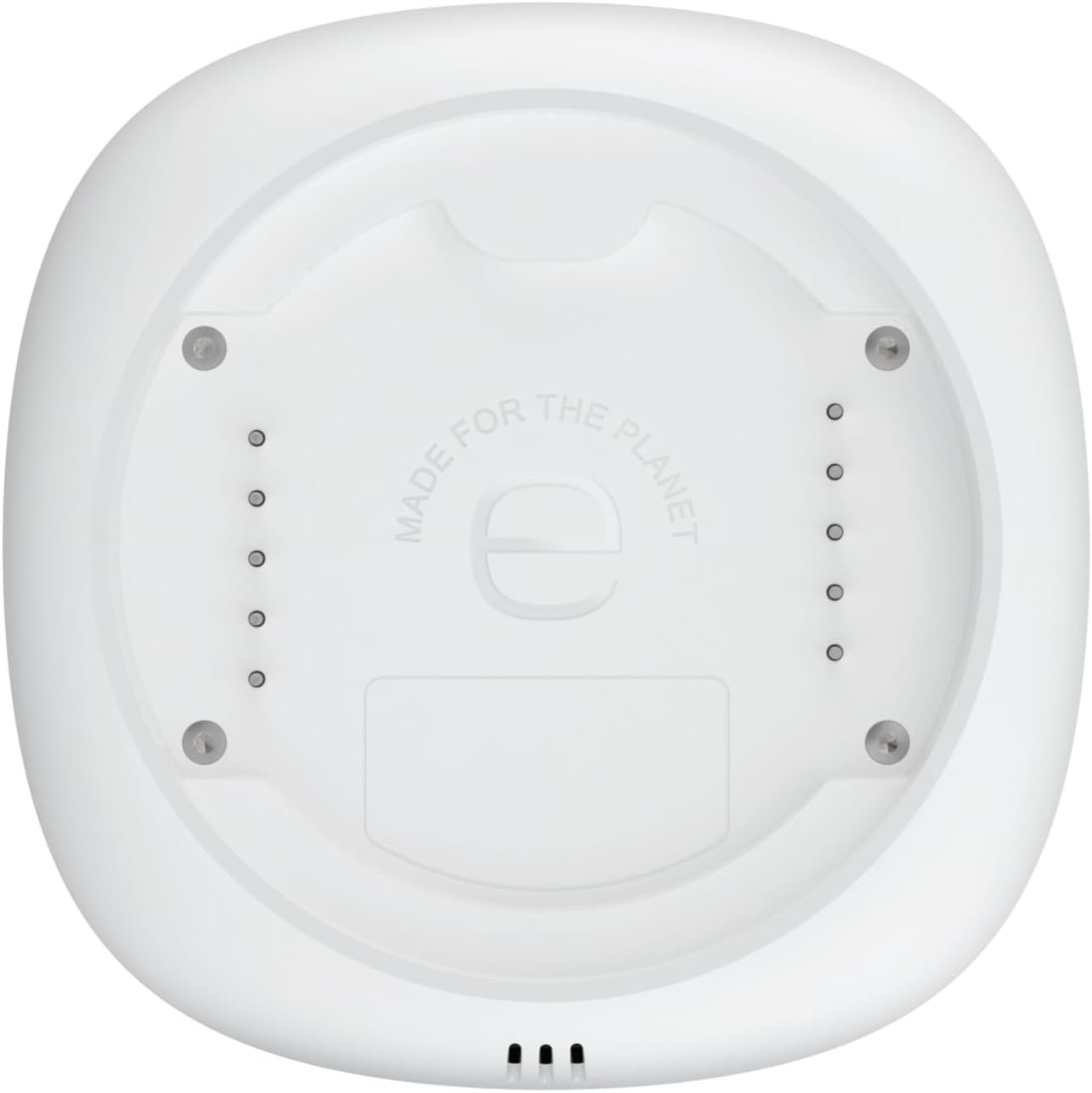 The back of the Ecobee smart thermostat, showing the mounting plate, connection pins, and the "Made for the Planet" logo.