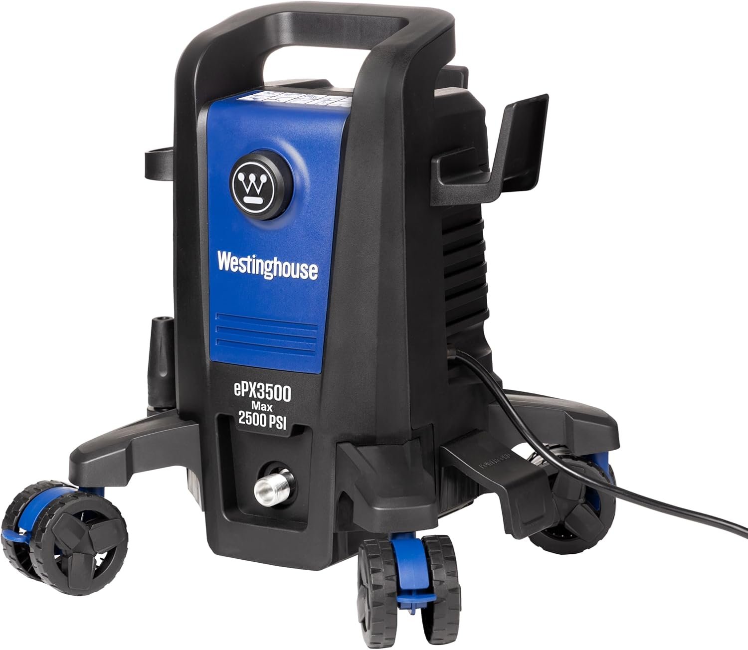 A three-quarter profile studio shot of the Westinghouse ePX3500 electric pressure washer on a white background.